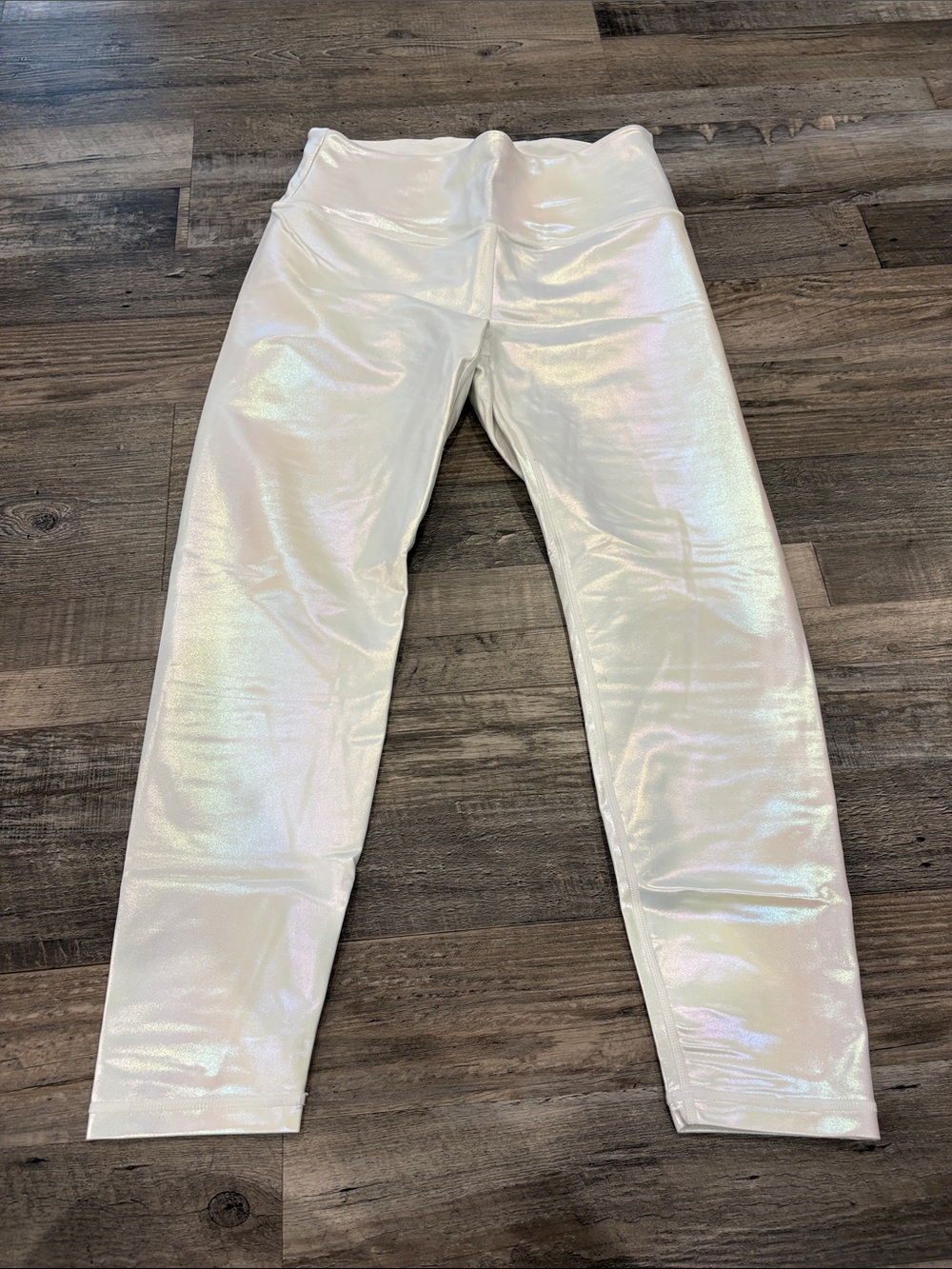 Women's Iridescent White High-Waist Leggings